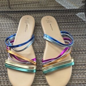 Time and Tru Women's Metallic Strappy Sandals